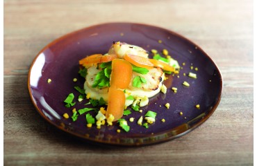Chou-Fleur rôti accompagné de sa crème au citron et de ses morceaux de Poutargue